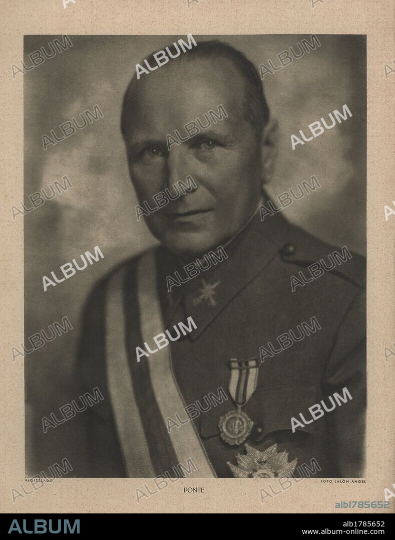 JALÓN ÁNGEL. España. Guerra civil (1936-1939). Militar del ejército nacional. Luis Miguel Limia Ponte y Manso de Zúñiga (1882-1952). Teniente general. Foto Jalón Angel (Zaragoza).