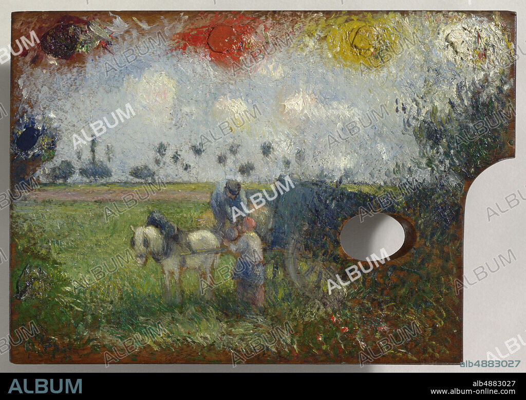 Camille Pissarro, French, 18301903, The Artist's Palette with a Landscape, c. 187880, Oil on panel, 9 9/16 x 13 11/16 in. (24.3 x 34.7 cm).