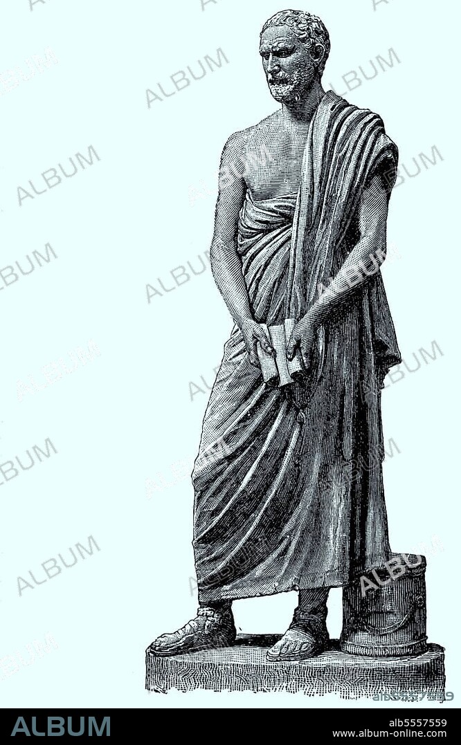 Demosthenes, 384 BC 322 BC was one of the most important Greek orators. After the Peace of Philocrates in 346 BC, he rose to become the leading statesman of Athens, the statue of Demosthenes in the Vatican, digital improved reproduction of an original 19th century print