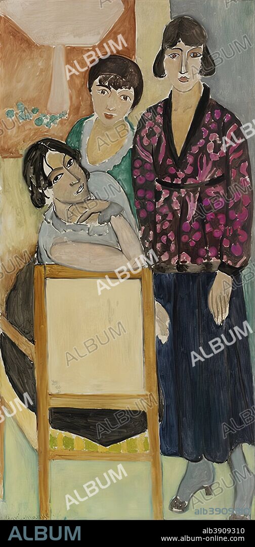 HENRI MATISSE. Three sisters and the rose marble table (Les Trois soeurs à La Table de marbre rose), 1917 oil on canvas, 194,3 x 96,2 cm. Barnes Foundation, Philadelphia.