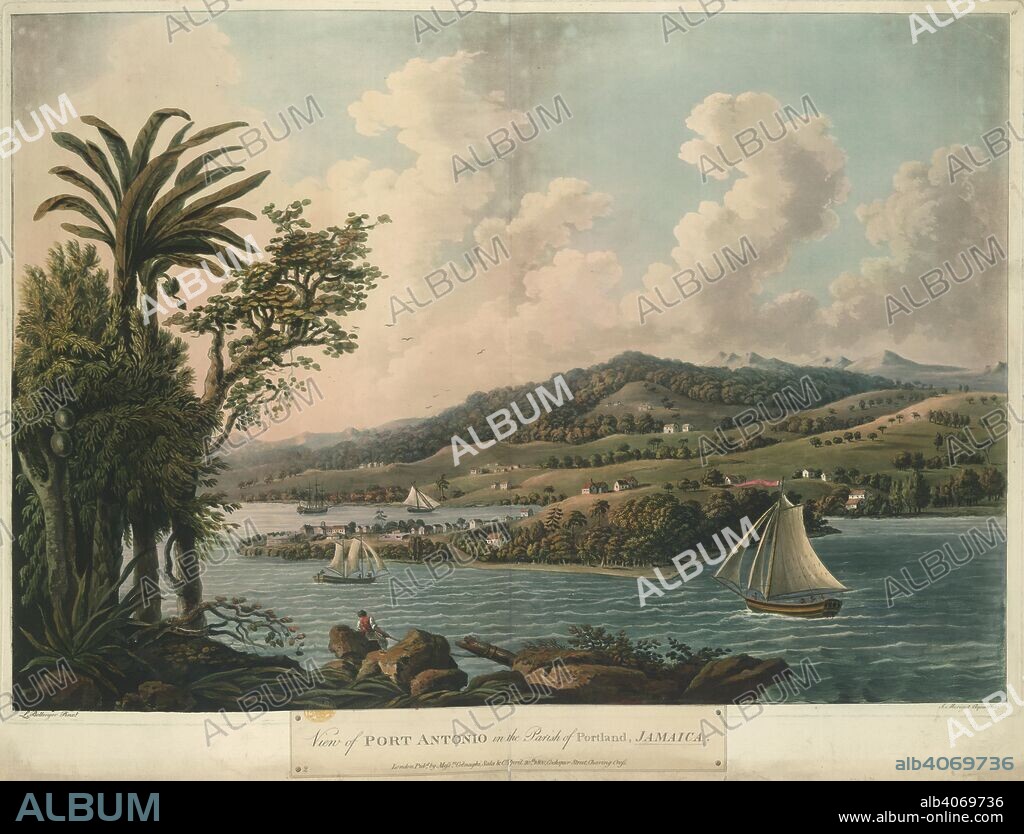 L BELANGER. Port Antonio. Six Views in the Island of Jamaica, by L. Belanger. 1800. Source: Maps.K.Top.123.55.f,. Language: English.