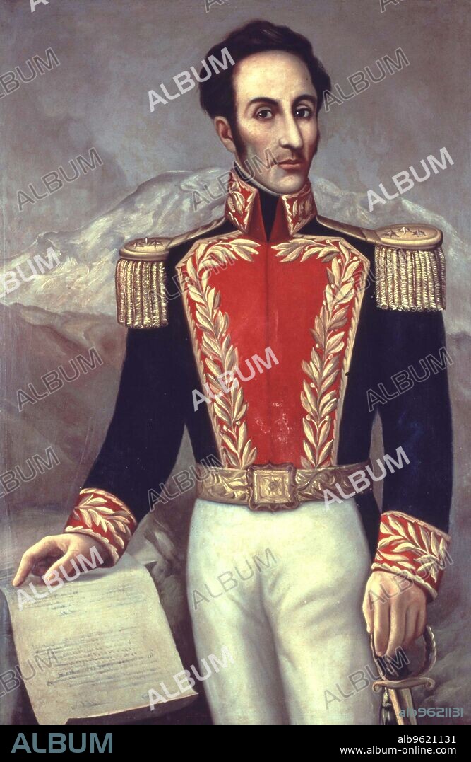 Simon Bolivar 'The Liberator' (1783-1830), military and hero of the American Revolution.