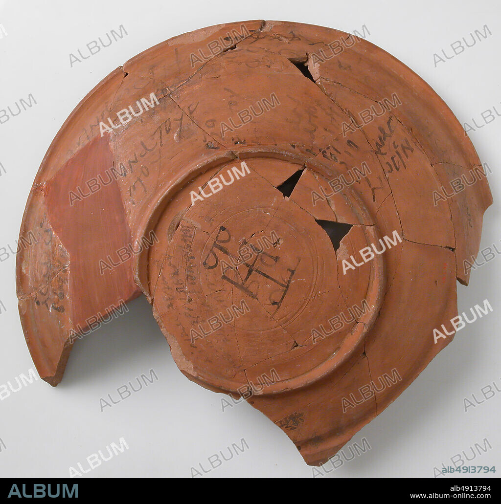 Ostrakon with Biblical Text and Liturgical Rubric, Coptic, 600, Made in Thebes, Byzantine Egypt, Coptic, Pottery fragment with ink inscription, Overall: 2 7/16 x 11 1/8 x 10 in. (6.2 x 28.3 x 25.4 cm), Ceramics.