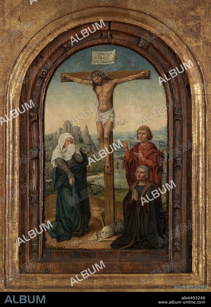 Juan de Flandes: Crucifixion, Juan de Flandes, c. 1490, Oil on panel, Overall: 10 13/16 x 7 1/2 in. (27.5 x 19.1 cm).