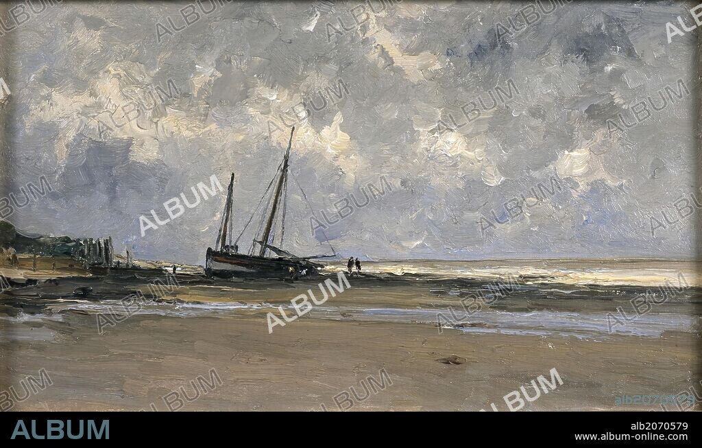 Carlos de Haes / 'Seascape at Villerville', 1877-1884, Spanish School, Oil on canvas, 23,8 cm x 39,7 cm, P04361.