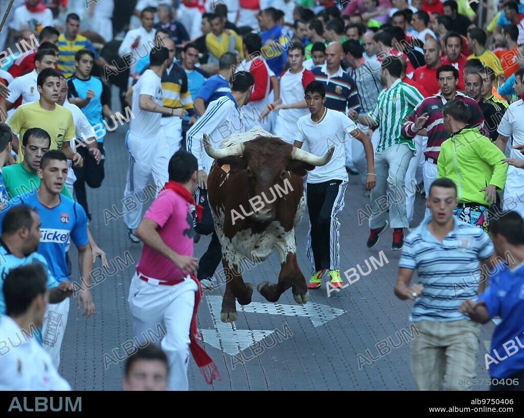 Madrid, 30/08/2012. Tercer encierro protagonizado por la ganadería madrileña El Estoque en el encierro de Sanse.