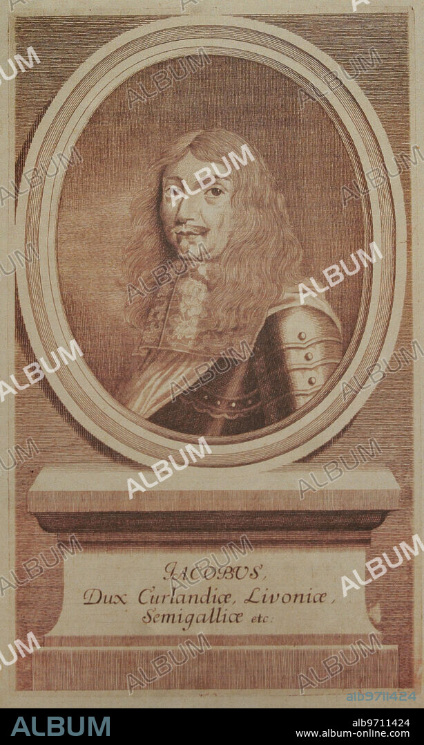 Jacobo Kettler (1610-1682). Tercer duque de Curlandia y Semigalia entre 1642 y 1682. Retrato. Grabado. Siglo XVII.