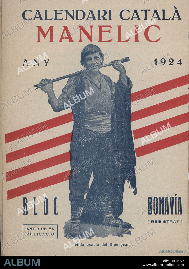 Catalunya. Portada del Calendari Català Manelic. Año 1924. Publicado por Salvador Bonavía.