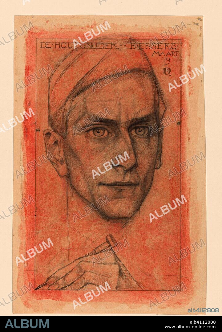 RICHARD NICOLAUS ROLAND HOLST. Portrait of the woodcutter B. Essers. Draughtsman: Richard Roland Holst. Dating: Mar-1919. Measurements: h 370 mm × w 237 mm.