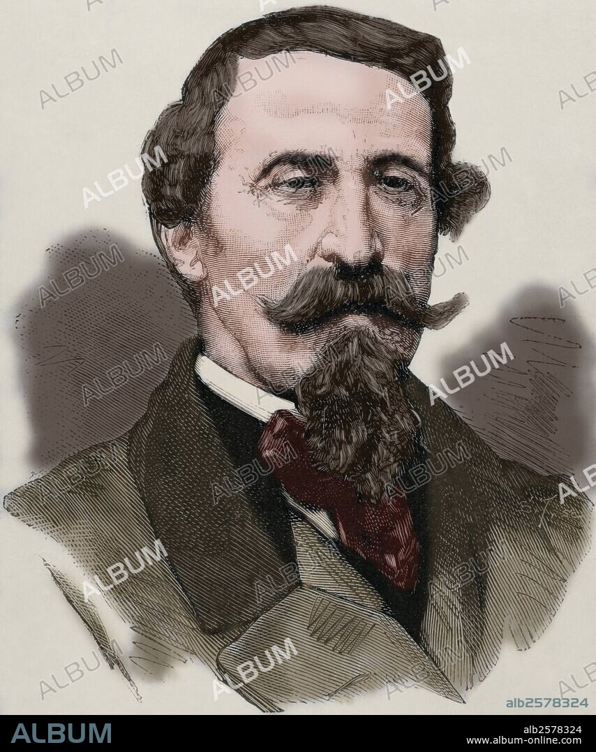 Alfonso La Marmora (1804-1878). Militar y político italiano. Grabado coloreado de "La Ilustración Española y Americana", 1878.
