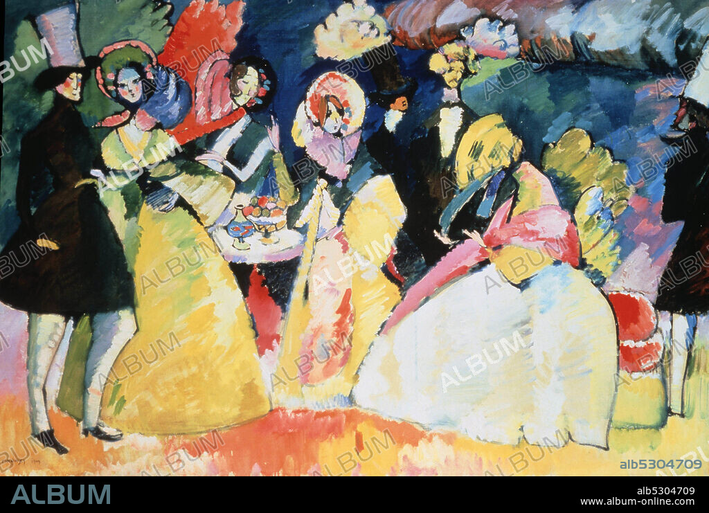 WASSILY KANDINSKY. KANDINSKY, WASSILY. PINTOR RUSO. MOSCU 1866-1944. "GROUP ION CRINO LINES", AÑO 1909. SALOMON R. GUGGENHEIN. MUSEUM NUEVA YORK.