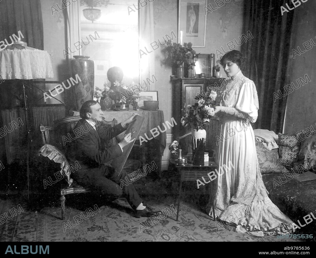 April 1911. Notable author and cartoonist: the famous dramatic author Frances Henri Bataille Portraying the notable actress Berta Bady.