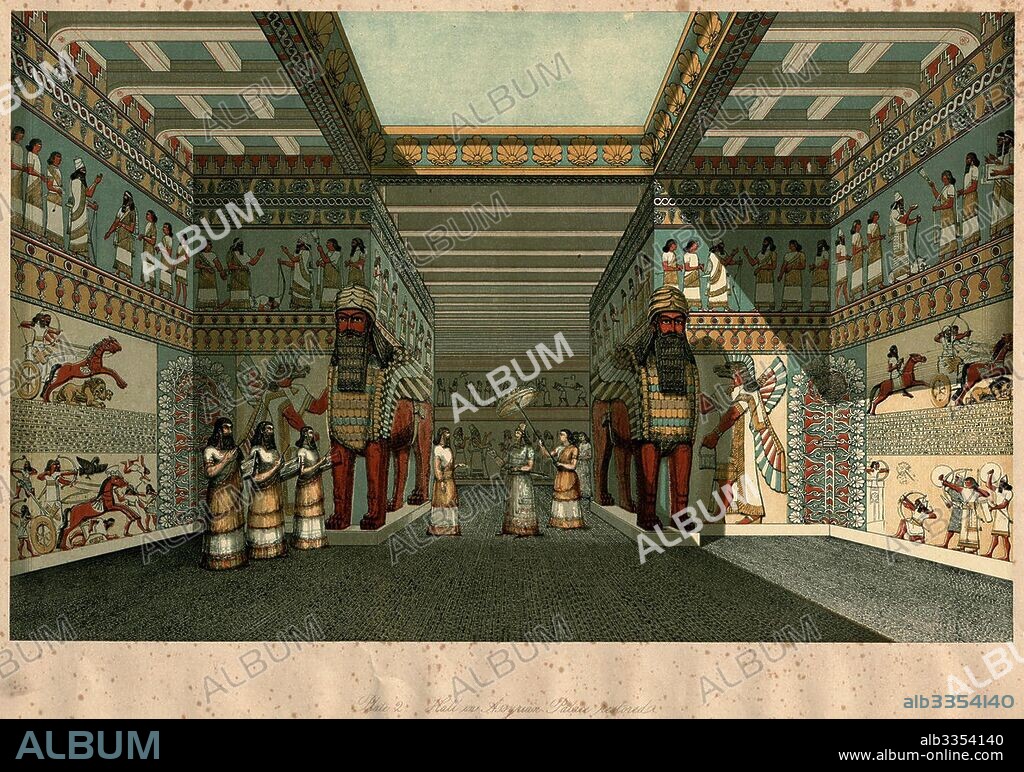 ANONYMOUS. The Hall of an Assyrian Palace Restored (From "The Nineveh Court in the Crystal Palace" by Austen Henry Layard).
