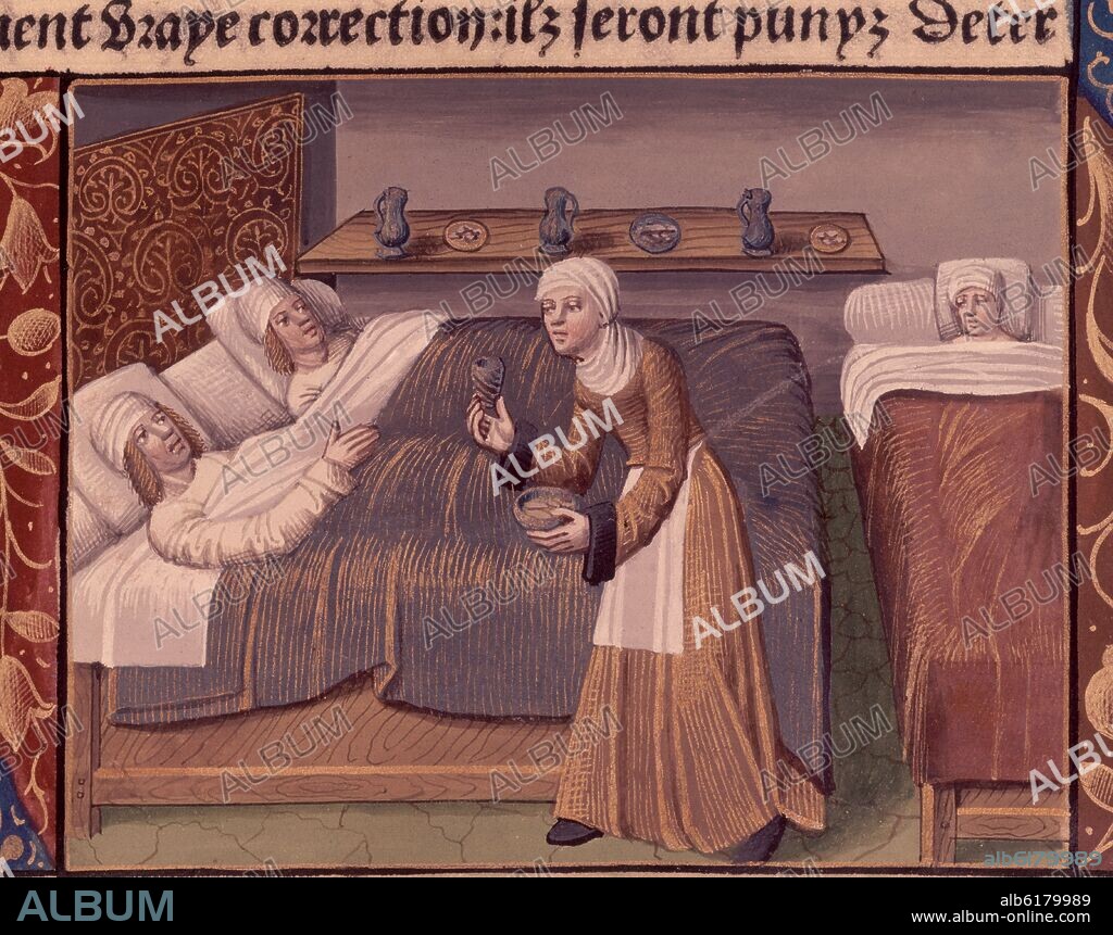 ORDENANZAS DE CRISTIANOS-HABITACION DE HOSPITAL-4223-SIGLO XV - VITELA 356 FOLIO E 8 IMPRESOR  ANTOINE VERARD.