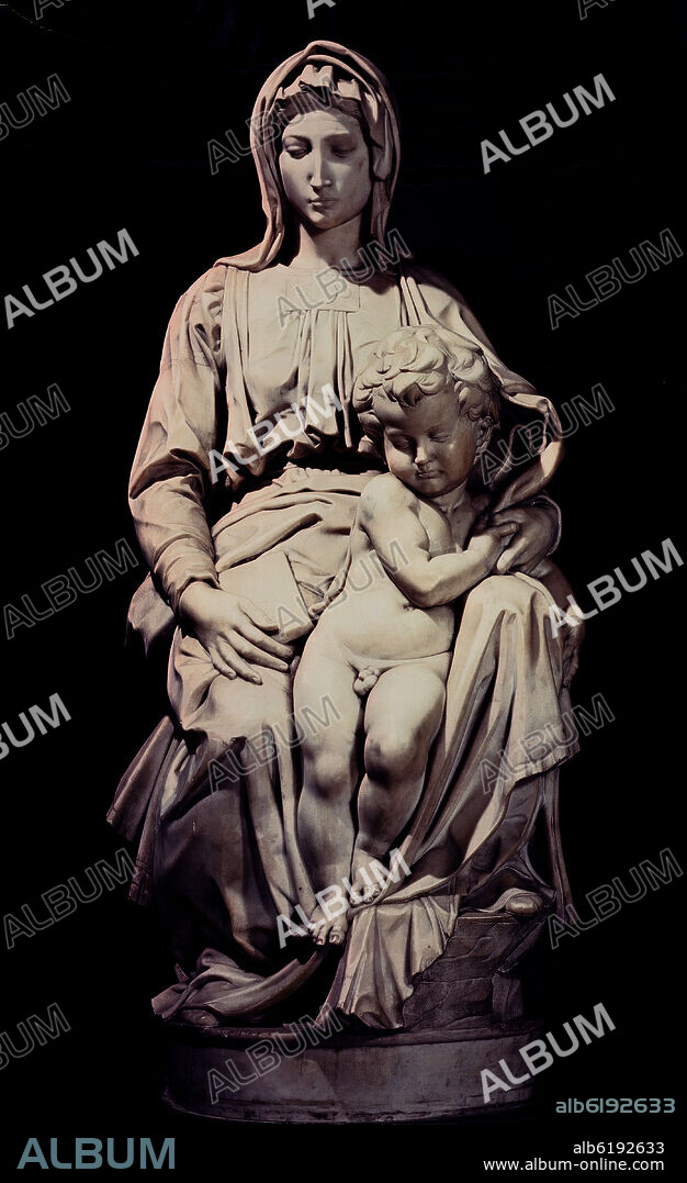 MIGUEL ANGEL. LA VIRGEN Y EL NINO - 1501-1504 - MARMOL - 123 cm - RENACIMIENTO ITALIANO.