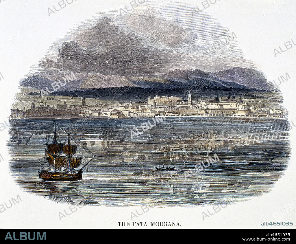 'The Fata Morgana', phenomene d'optique, mirage. Illustration par J.W. WHYMPER (1813-1903) de 1849. Credit : Collection SSPL/KHARBINE-TAPABOR.
