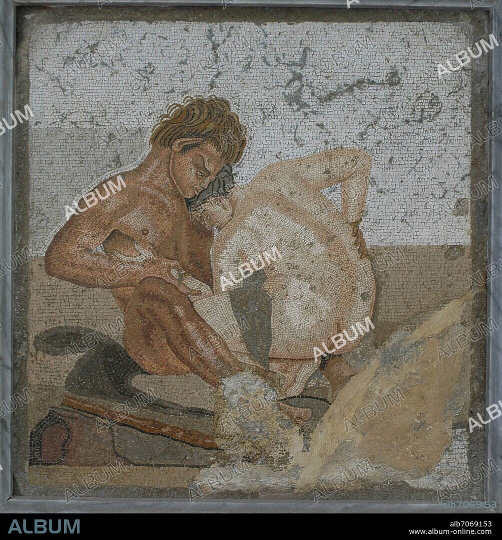 MOSAICO CON SATIRO Y NINFA DE LA CASA DE FAUNO - SIGLO I.