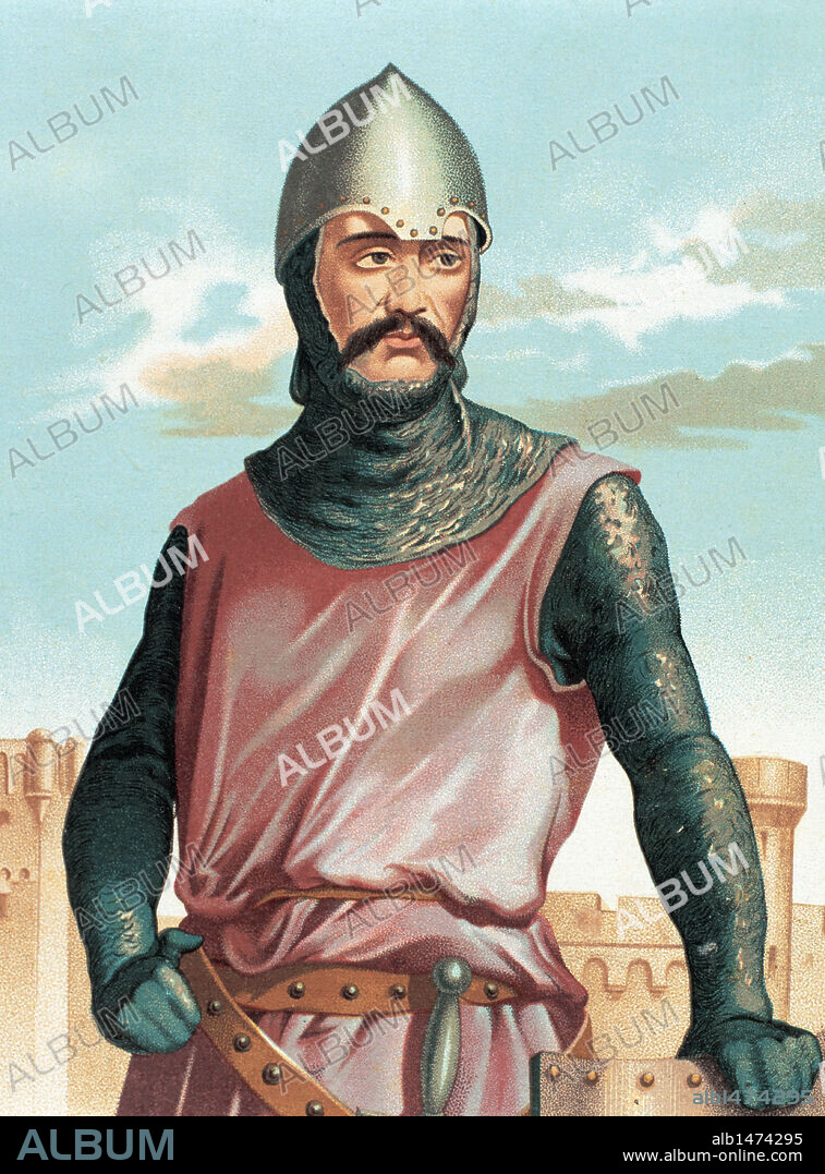 EL CID (Rodrigo Díaz de Vivar) (h. 1043-1099). Noble castellano. S. XI. Dibujo del año 1875. S. XIX.