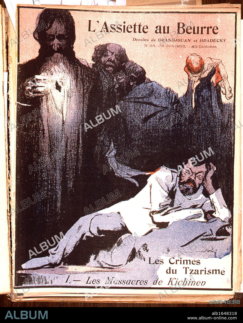 Anti-Semitism in Tsarist Russia. Pogrom in Kishinev (Kichinev) capital of Bessarabia, 1903. Nicholas II, Tsar of Russia 1894-1919, dozing while his country falls into chaos. The anti-Jewish riots and massacre began at noon on Easter Sunday.