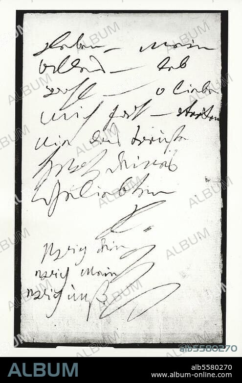 Beethoven, Ludwig van Komponist, 1770-1827. Beethovens sog. "Brief an die unsterbliche Geliebte", vermutl. Bad Teplitz, 6./7. Juli (1807?); 6. und letzte Seite vom 7. Juli morgens: " (mein) Leben - mein alles - leb wohl - liebe mich fort - verkenne nie das treueste Herz Deines Geliebten L. (...) ". Berlin, Staatsbibliothek Preußischer Kulturbesitz.
