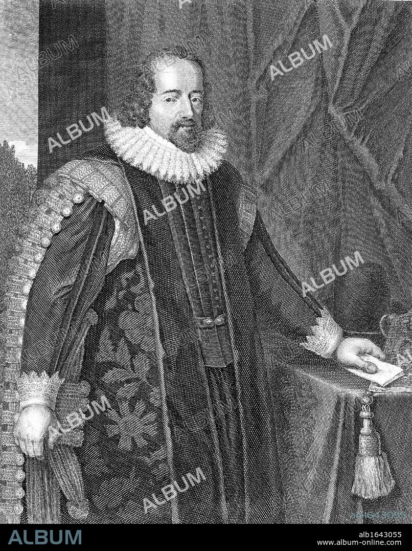 Francis Bacon (1561-1626) Viscount St Albans. English philosopher, scientist and statesman. Shown here after his appointment as Lord Chancellor (1618). In science advocated observation and experiment rather than Aristotelian deductive logic. Copperplate engraving.