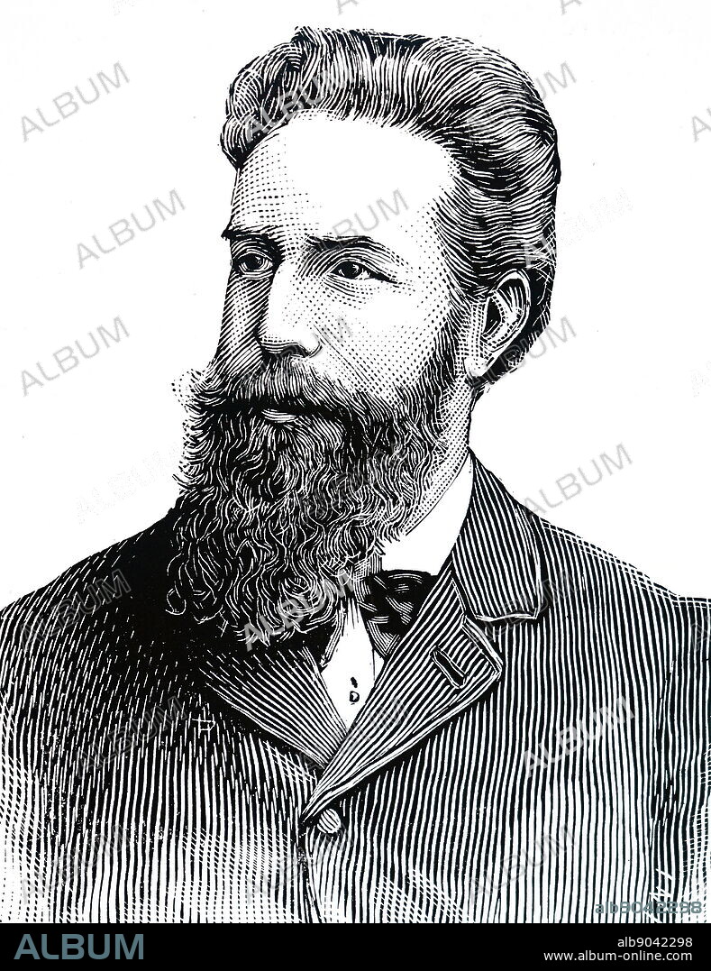 Portrait of Wilhelm Röntgen (1845-1923) a German mechanical engineer and physicist, who produced and detected electromagnetic radiation in a wavelength range known as X-rays of Röntgen Rays. Dated 19th century.