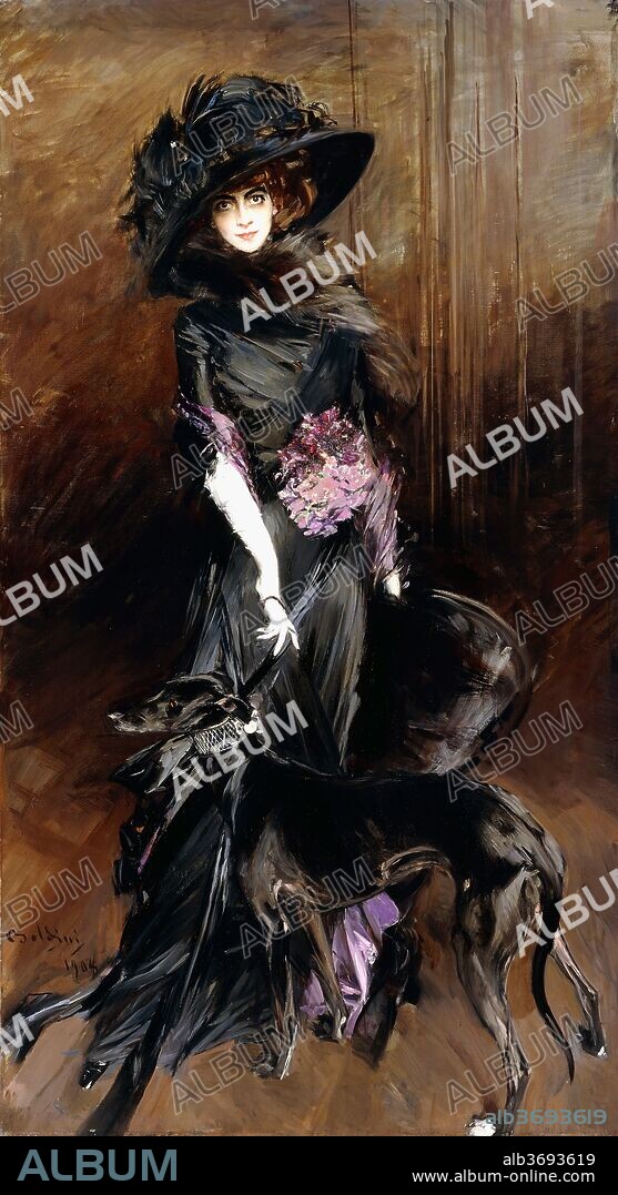 GIOVANNI BOLDINI. Marchesa Luisa Casati with a Greyhound.