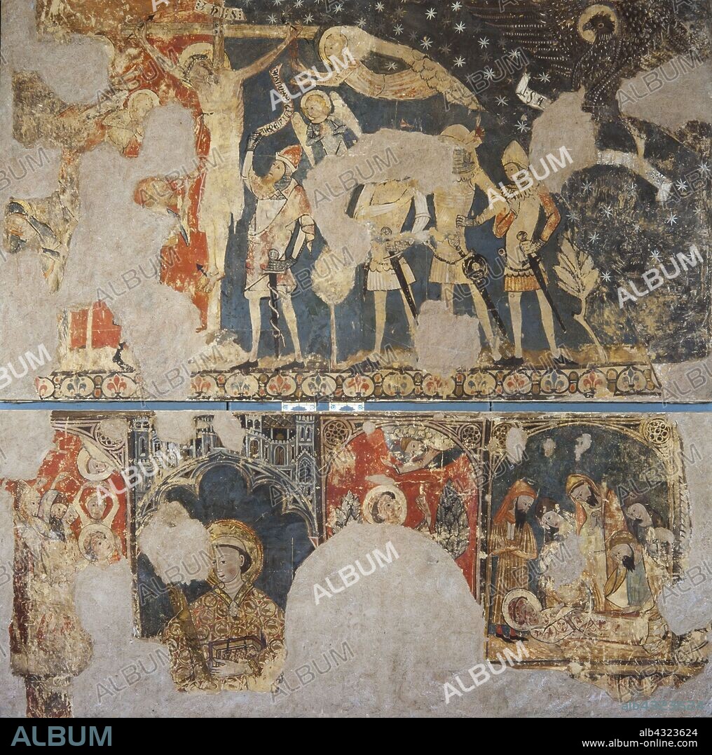 Mural de la Crucifixión, siglo XIV, procedente de la iglesia de Sant Miquel de Cardona.