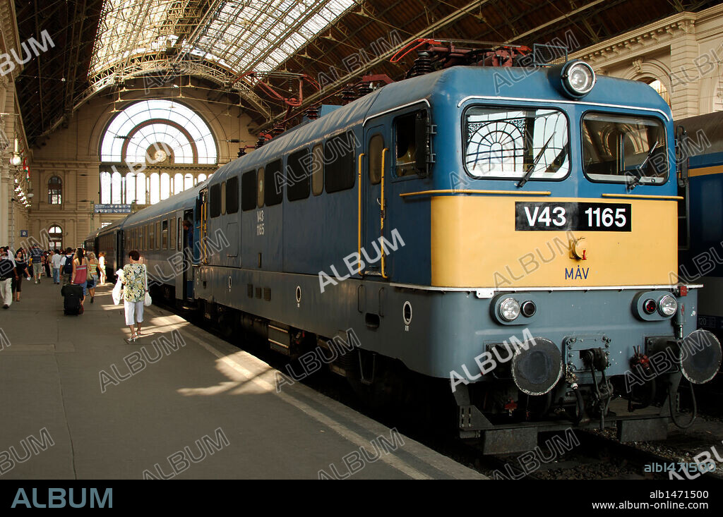 Train parked. East Station. (Keleti Pa´lyaudvar). Budapest. Hungary.