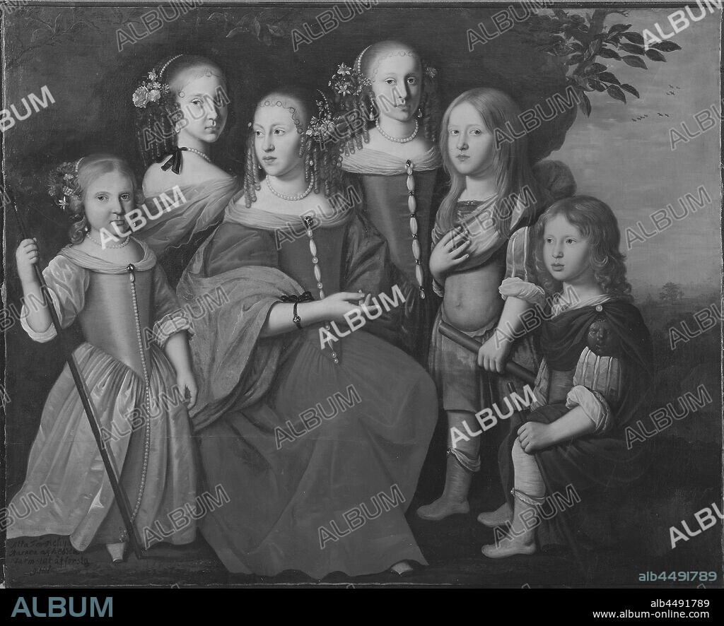 Salomon Duarte, Augusta Magdalena, Fredrik, Ludvig VII, Magdalena Sibylla, Maria Elisabet and Sofia Maria, Six of Ludvig VI country Count of Hessen-Darmstadt children, painting, 1665, Oil on canvas, Height, 145 cm (57 inches), Width, 185 cm (72.8 inches), Signed, Duarte F. 1665.