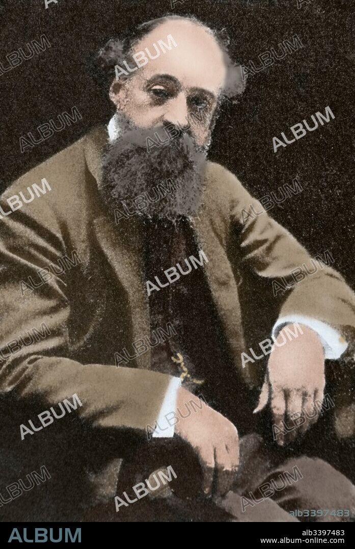 Eusibi Güell i Bacigalupi, I conde de Güell (1846-1918). Industiral y político español, conocido por ser el mecenas del arquitecto modernista Antonio Gaudí. Retrato. Coloreado.