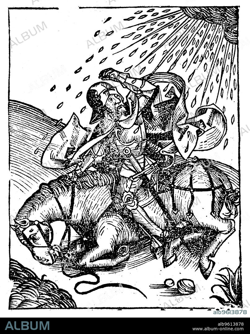 Conversion of St Paul on the road to Damascus, 1493. Saul of Tarsus (1st century) who took the name Paul after seeing a vision of Christ on the road to Damascus. He went on to become one of the leading figures in the early Christian church. From Liber chronicarum mundi (Nuremberg Chronicle) by Hartmann Schedel. (Nuremberg, 1493).