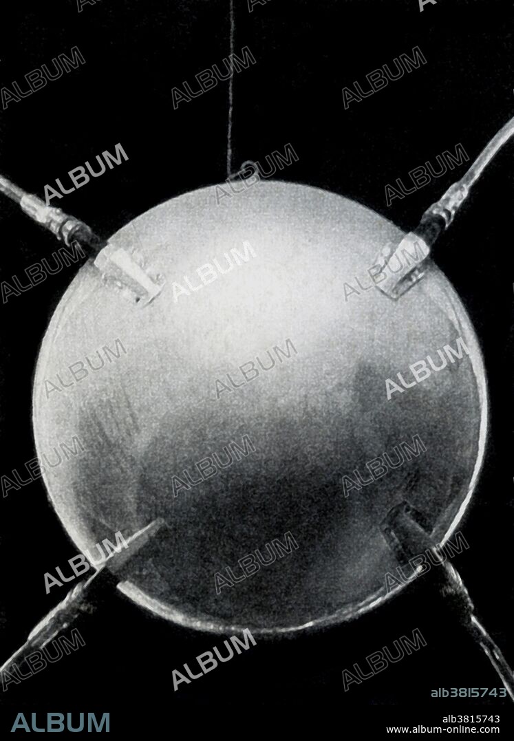 The first artificial satellite, Sputnik 1, head-on. Sputnik was launched on October 4th, 1957 by the former Soviet Union. The name Sputnik is Russian for "travel companion" or satellite. The body was a highly polished aluminum alloy sphere which measured 58 centimeters in diameter and had four long antennas attached to it. Sputnik 1 was located in Earth orbit and transmitted radio signals back to Earth for a period of 23 days. Although the mission ended on October 27th, 1957, it was not until January 4th, 1958 that Sputnik returned to Earth. The success of Sputnik 1 prompted the U.S. government to enter the Space Race with the launch of Explorer-1 four months later.