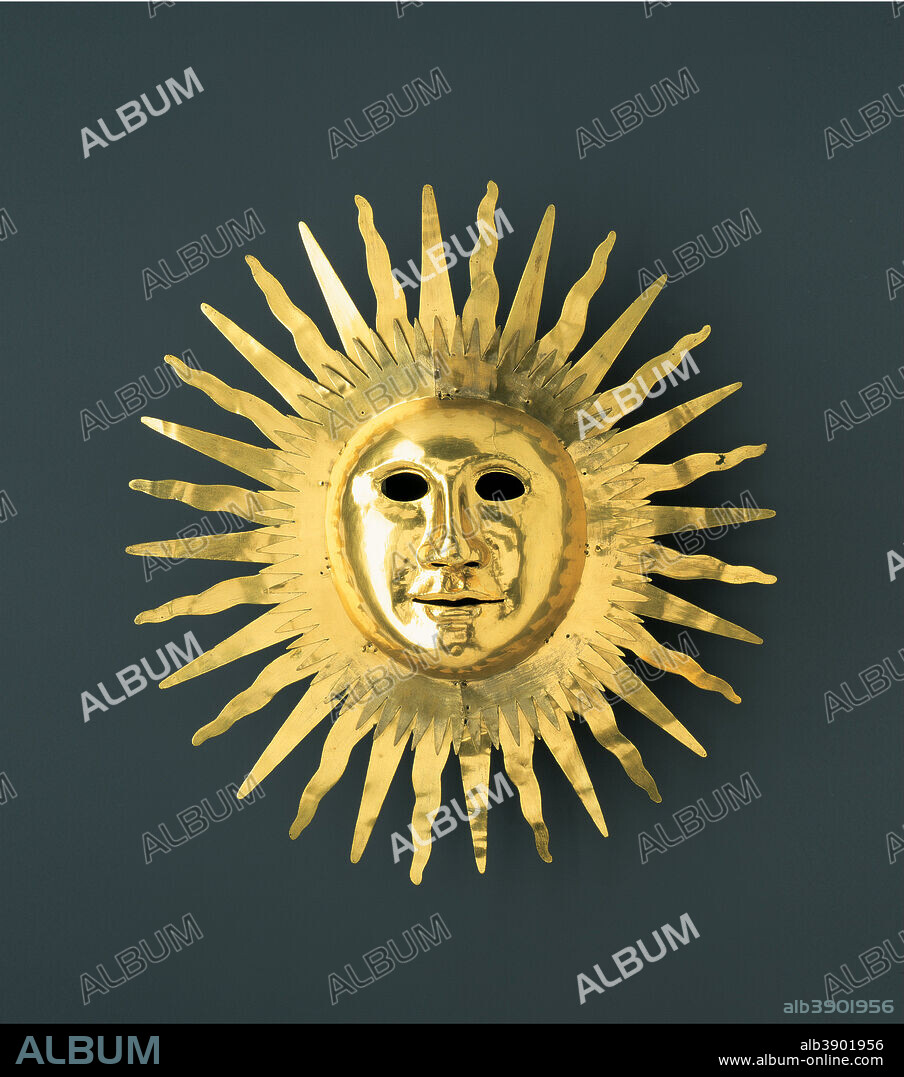 JOHANN MELCHIOR DINGLINGER. Sun mask with facial features of August II (the Strong) as Apollo, the Sun God. Date/Period: 1709. Arts and crafts. 49 cm (19.2 in).
