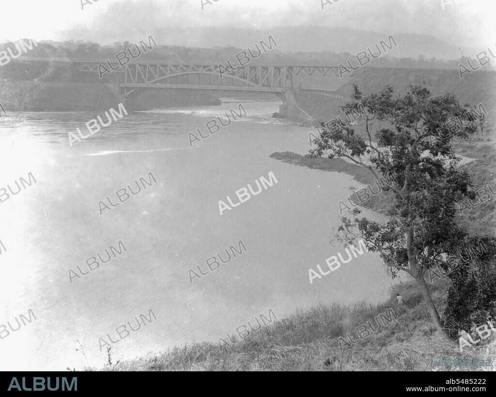 Bridge above the Rippon Falls on Victoria Nile near Jinja Uganda ca. 1936.