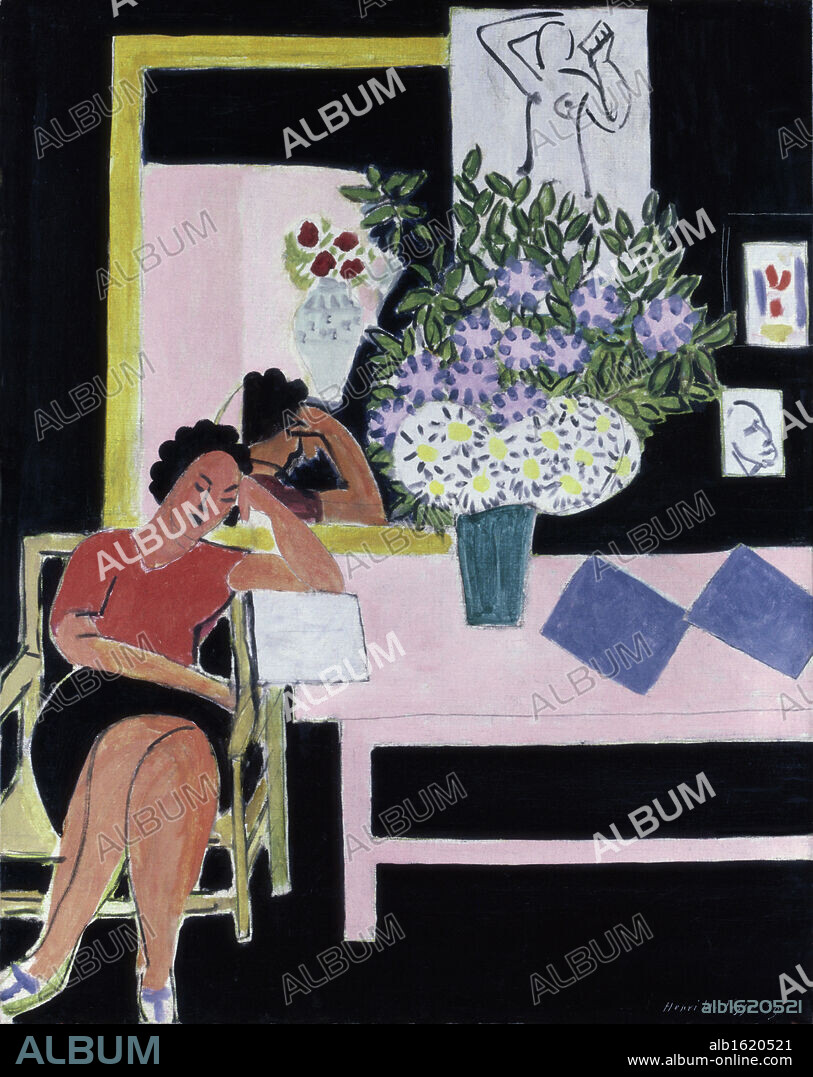 Liseuse Sur Fond Noir by Henri Matisse, 1939, 1869-1954, France, Paris, Centre Georges Pompidou, Musee National d' Art Moderne.
