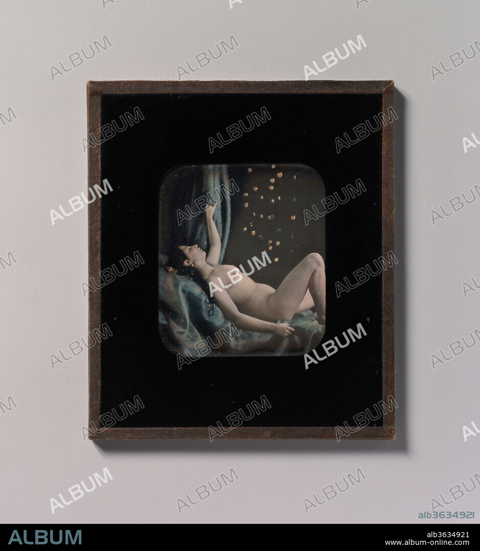 [Reclining Female Nude as Danae]. Artist: Attributed to Bruno Braquehais (French, 1823-1875). Dimensions: Image: 8 x 6 cm (3 1/8 x 2 3/8 in.)
Mount: 12.9 x 11.1 cm (5 1/16 x 4 3/8 in.). Date: 1850s.