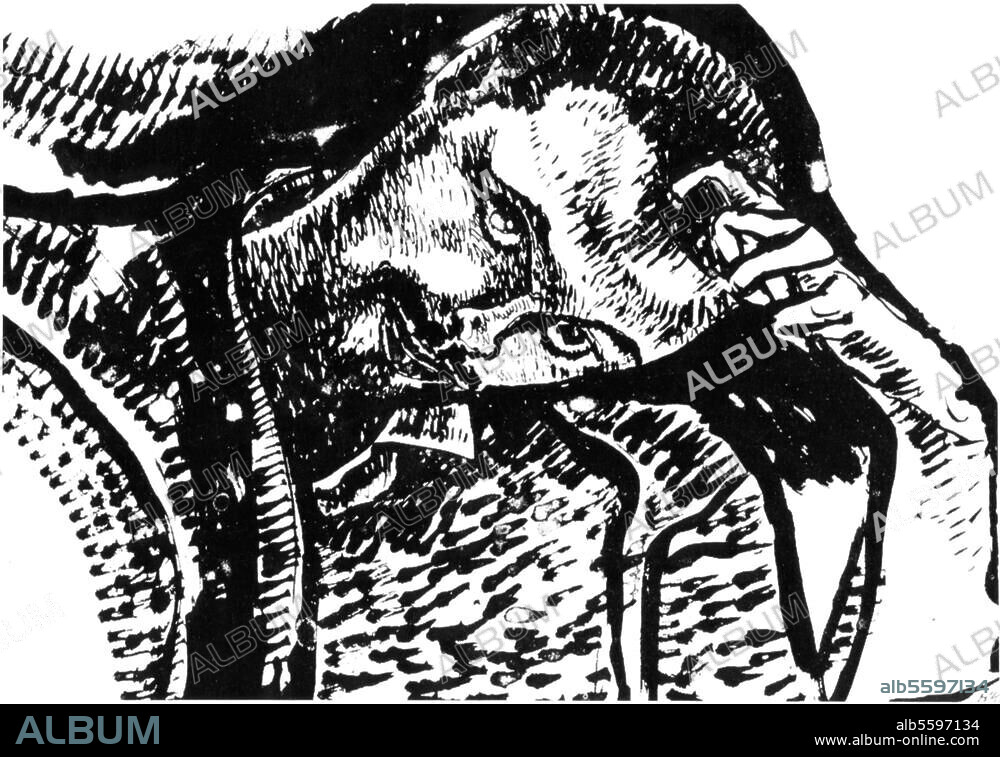 PAUL KLEE. Klee, Paul painter and graphic artist, Münchenbuchensee nr. Bern 18.12.1879 - Locarno-Muralto 29.6.1940. Self-portrait. Drawing, 1911.