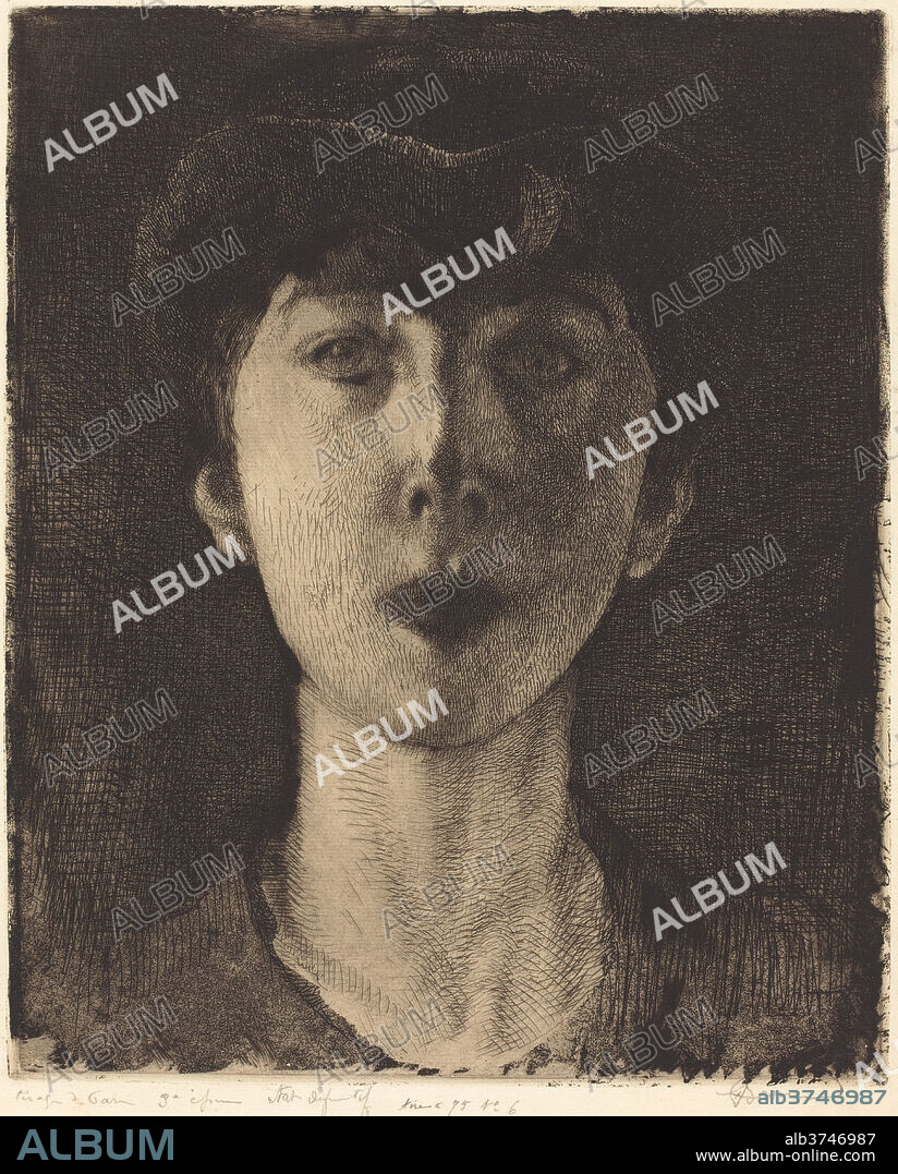 ALBERT BESNARD. Queen Elisabeth of Belgium (La Reine Élisabeth de Belgique). Dated: 1917. Dimensions: plate: 30.3 x 24.7 cm (11 15/16 x 9 3/4 in.)  sheet: 35.7 x 28.5 cm (14 1/16 x 11 1/4 in.). Medium: etching and aquatint in brown-black on laid paper.