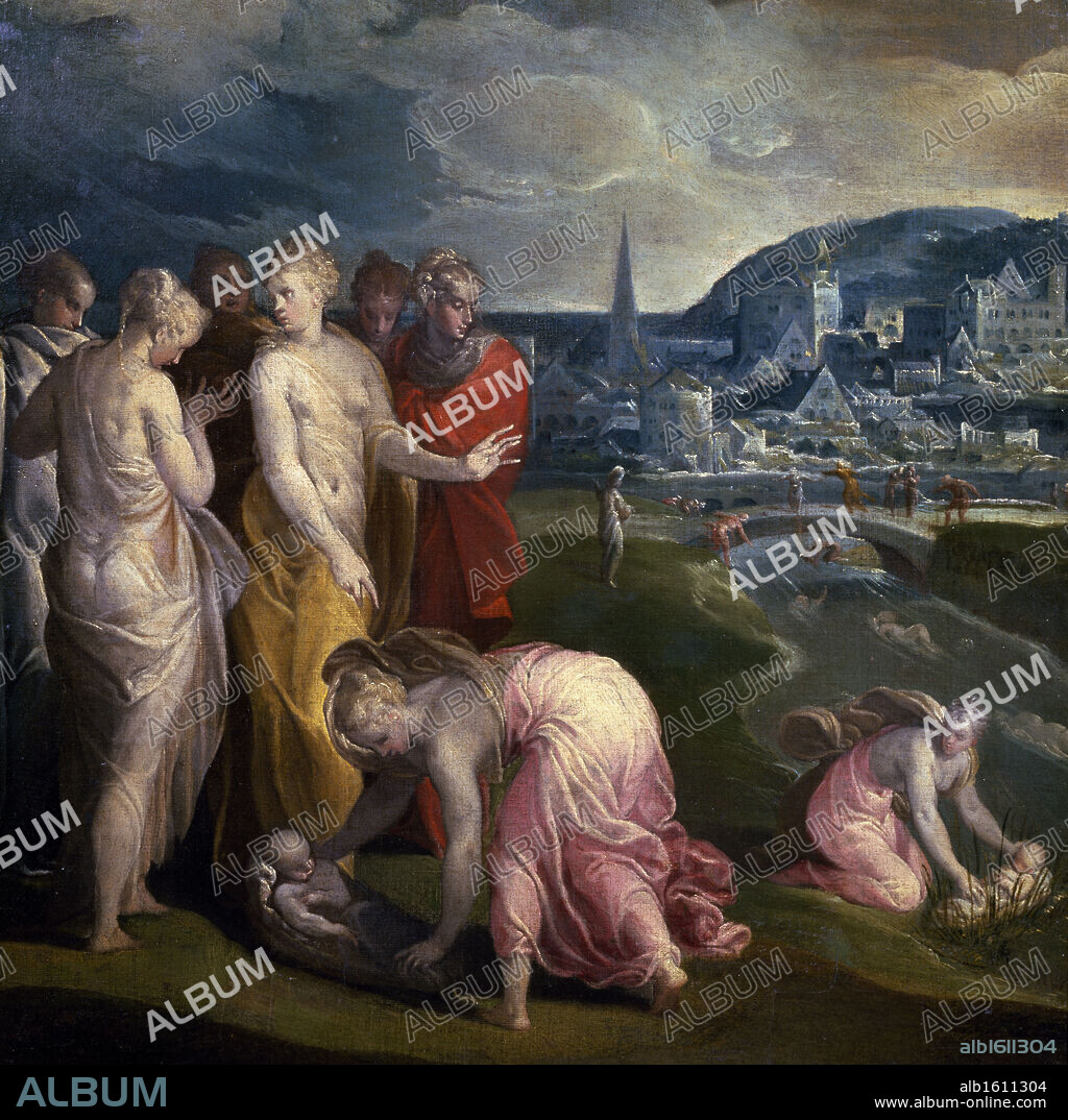 NICCOLO DELL' ABATE. Moses Saved from the Water by Niccolo dell Abate,  16th Century,  (1512-1571),  France,  Paris,  Musee du Louvre.