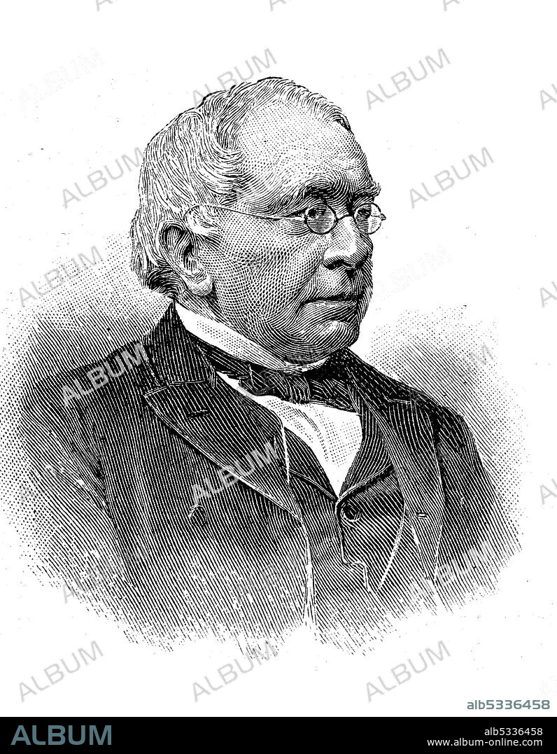 Rudolf von Jhering or Ihering, August 22, 1818 - September 17, 1892, a German jurist  /  Rudolf von Jhering bzw. Ihering, 22. August 1818 - 17. September 1892, ein deutscher Rechtswissenschaftler, Historisch, historical, digital improved reproduction of an original from the 19th century / digitale Reproduktion einer Originalvorlage aus dem 19. Jahrhundert,.