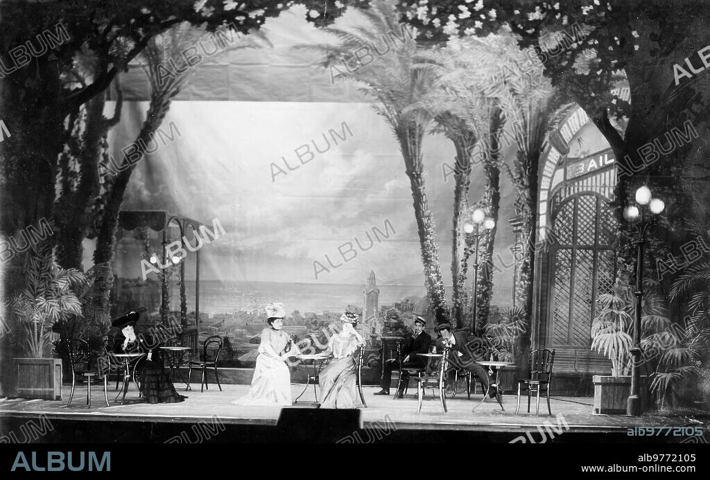 Madrid. 31/03/1906. Teatro Español. «La princesa bebé», obra de D. Jacinto Benavente. Una escena del cuarto acto.