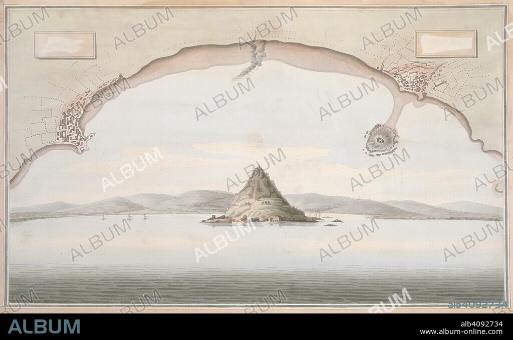 A view of St. Michael's Mount and the adjacent coast, with a plan of the coast of Cornwall from Penzance to Merazion. A colored view of St. Michael's Mount and the adjacent coast, taken from the sea; with a plan of the coast of Cornwall from Penzance to Merazion. ca. 1775-1800. Source: Maps K.Top.9.41.i.