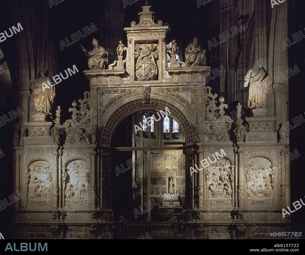 ESTEBAN JORDAN (1530-1598). TRASCORO DE LA CATEDRAL DE LEON REALIZADO EN ALABASTRO - 1577.