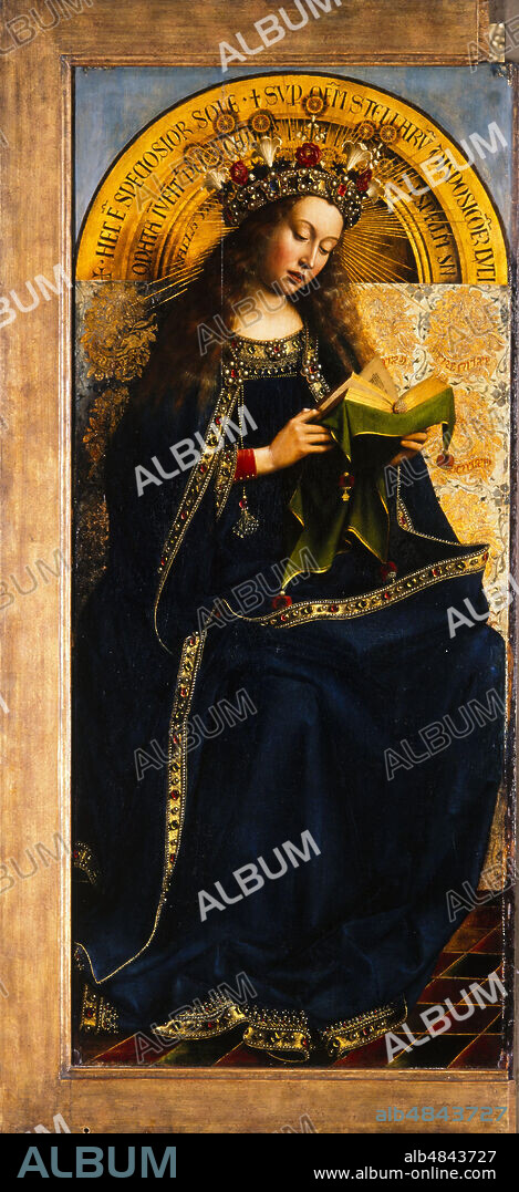 JAN VAN EYCK. The Ghent Altarpiece. Adoration of the Mystic Lamb: Virgin Mary Enthroned.