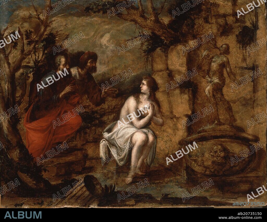 CASTA SUSANA Y LOS VIEJOS - OLEO PINTADO SOBRE PIEDRA.