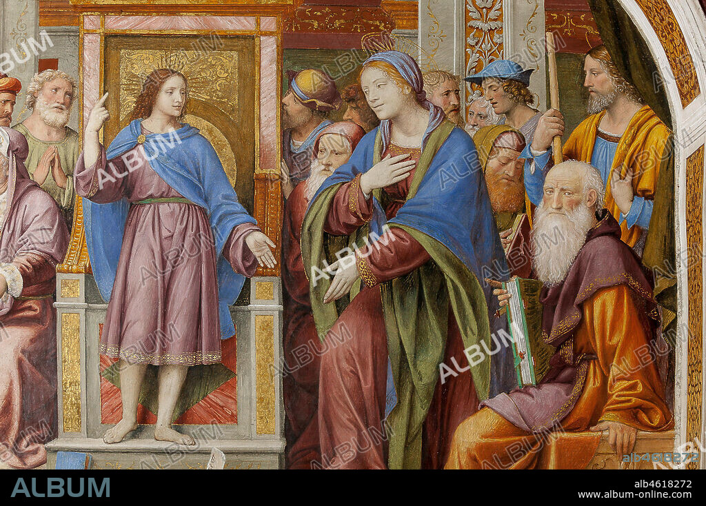 Saronno, Shrine of Our Lady of Miracles: "Jesus among the Doctors", fresco by Bernardino Luini, 1525 - 1532. Detail.