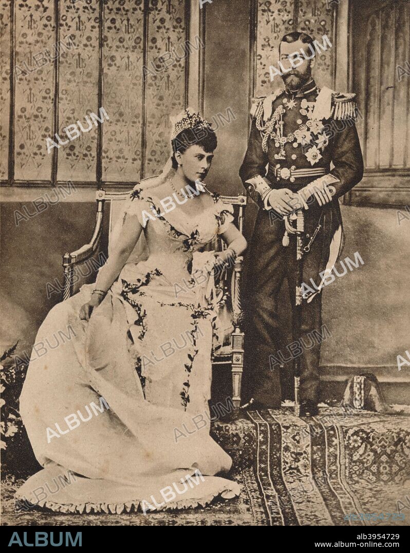 The Royal Wedding, 1893 (1935). The marriage of the Duke of York, the future King George V, to Princess Mary of Teck. From The Royal Jubilee Book 1910-1935 [Associated Newspapers Ltd., London, 1935].