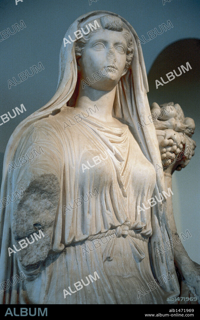 LIVIA Drusilla (-58 to 29). Roman lady, wife of Emperor Augustus. LIVIA depicted as the goddess Ceres. Sculpture from Baena (Cordoba). National Archaeological Museum. Madrid. Spain.