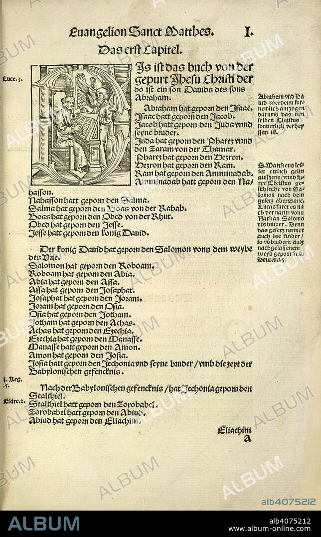 A scribe writing. Das Newe Testament Deutzsch. [Translated by Martin. [M. Lotther:] Wittemberg, [September 1522.]. A scribe writing and an angel.  Image taken from Das Newe Testament Deutzsch. [Translated by Martin Luther. With woodcuts of the Apocalypse by the Master sometimes identified as Hans Cranach.] Few MS. notes.  Originally published/produced in [M. Lotther:] Wittemberg, [September 1522.]. . Source: C.36.g.7, Ai. Language: German.